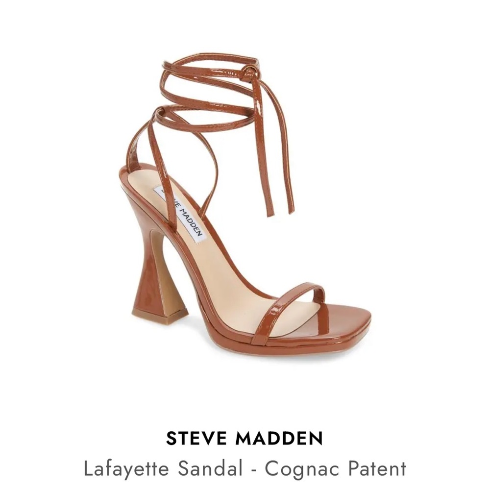 Steve Madden Lafayette Sandal-Cognac Patent